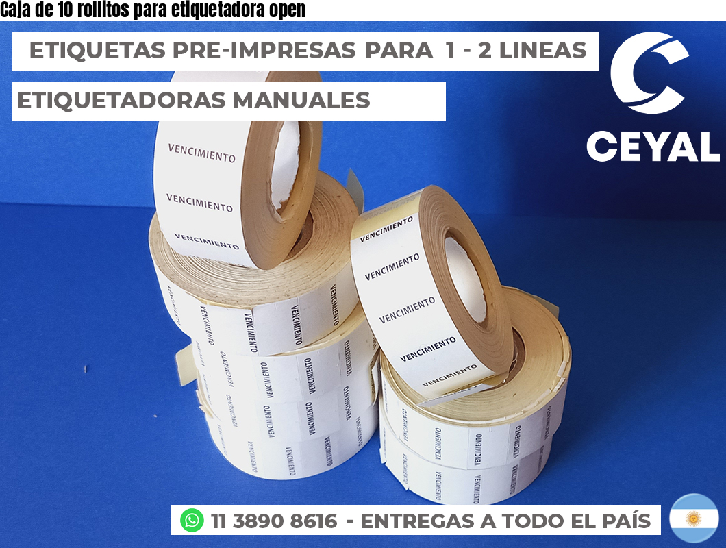 Caja de 10 rollitos para etiquetadora open