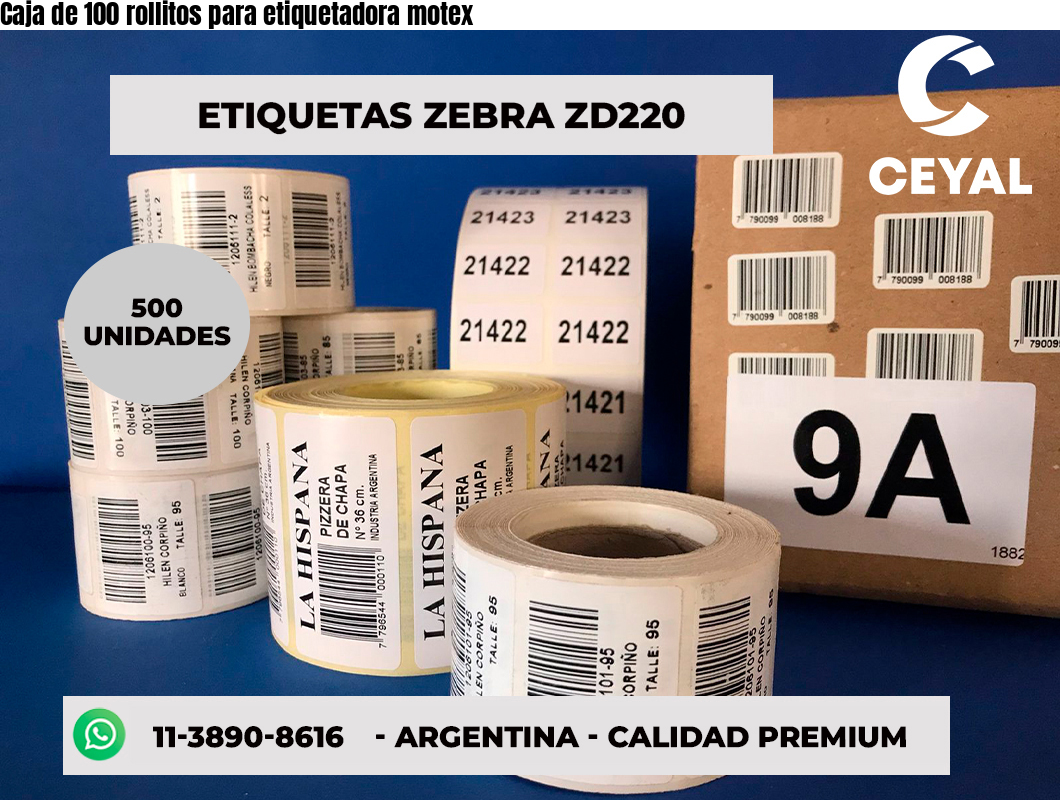 Caja de 100 rollitos para etiquetadora motex