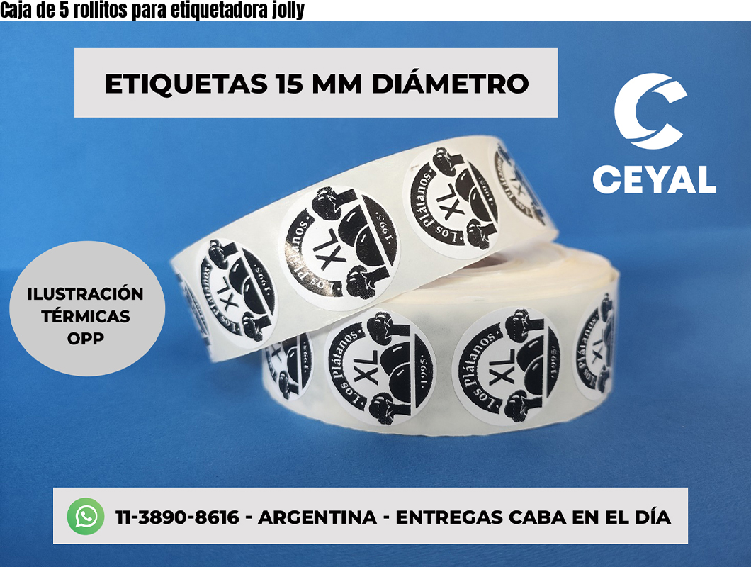 Caja de 5 rollitos para etiquetadora jolly