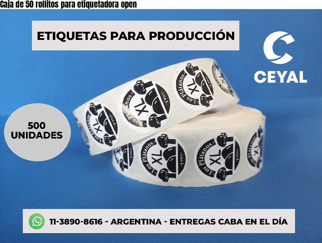Caja de 50 rollitos para etiquetadora open