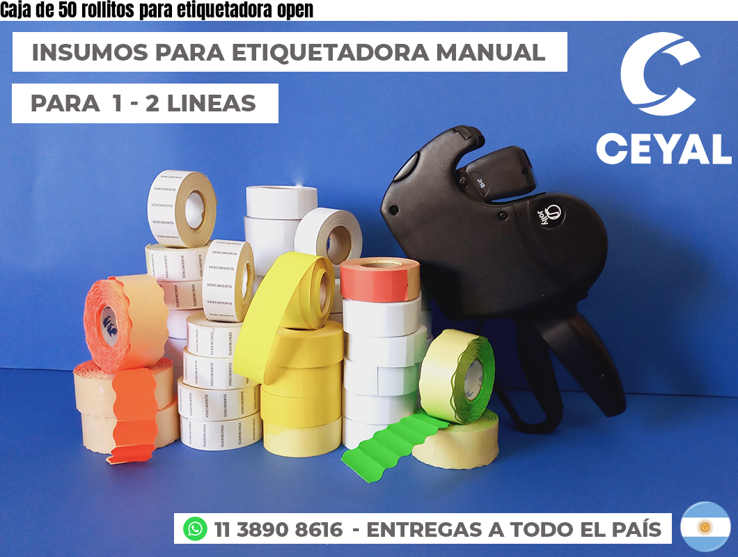 Caja de 50 rollitos para etiquetadora open