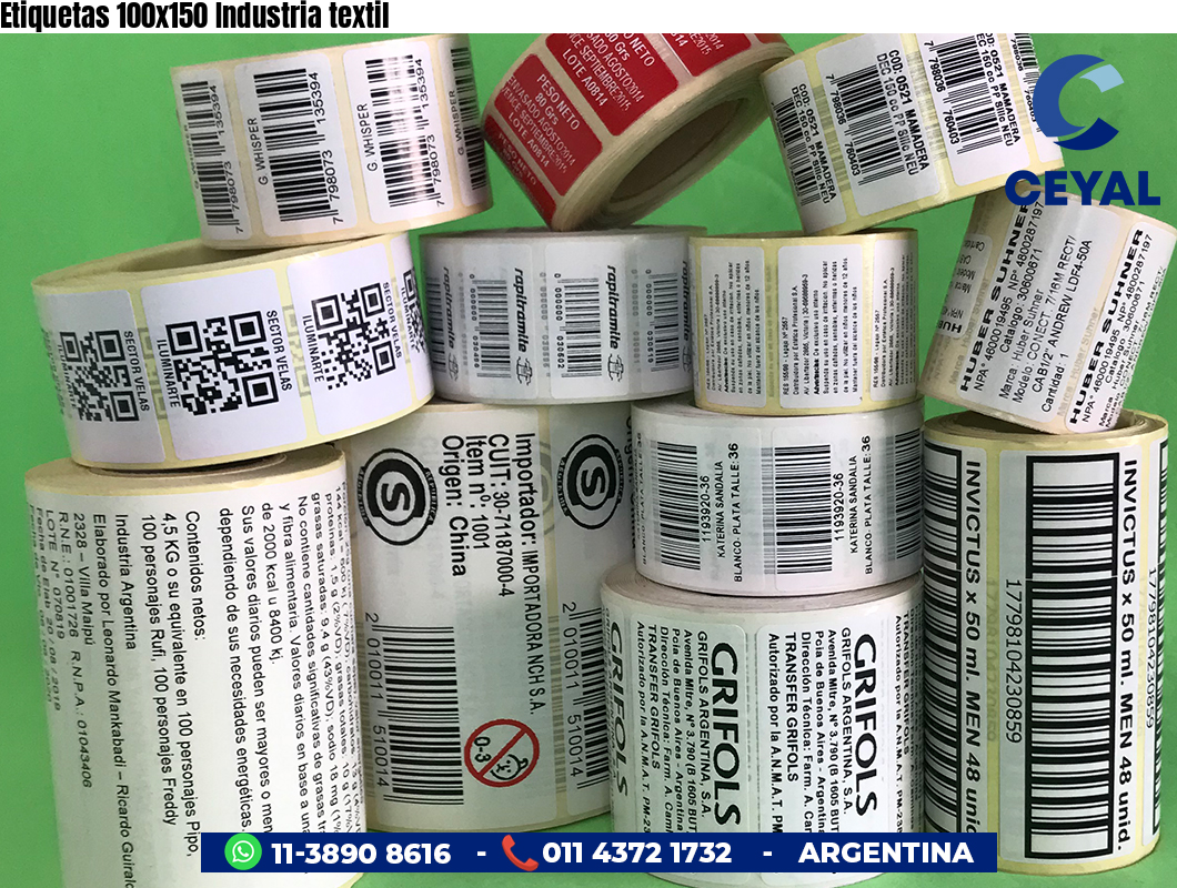 Etiquetas 100x150 Industria textil