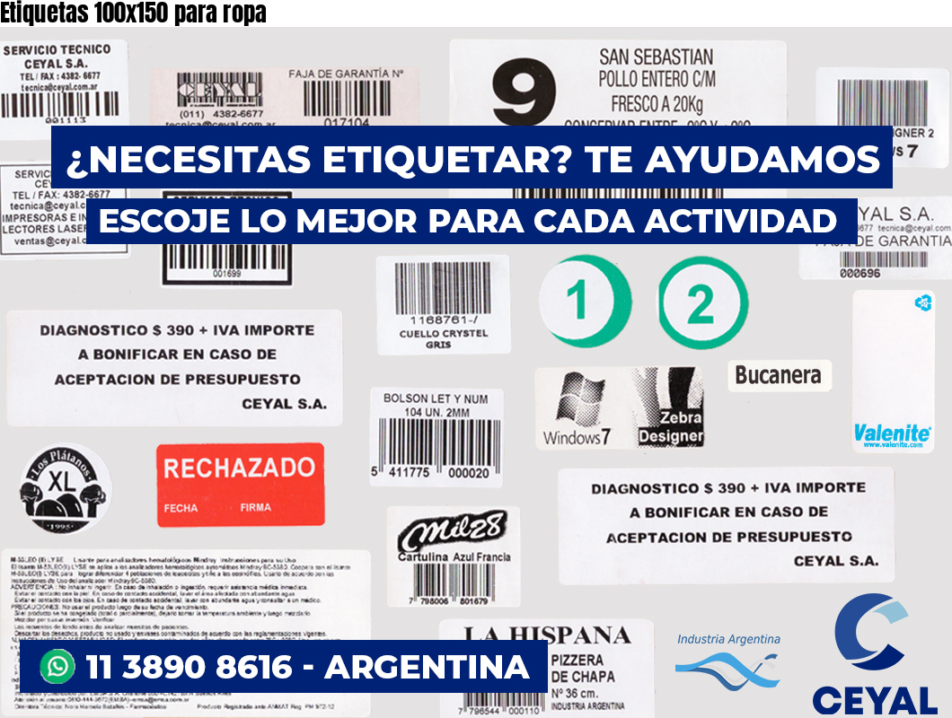 Etiquetas 100x150 para ropa