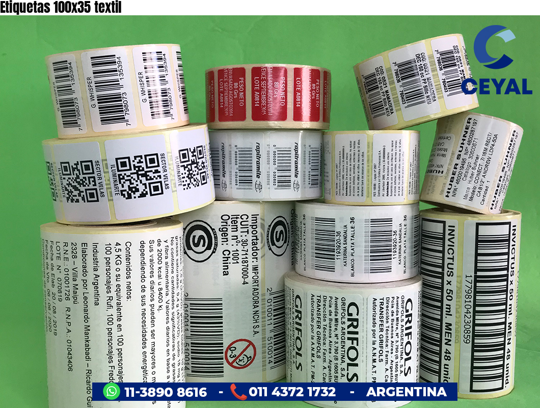 Etiquetas 100x35 textil