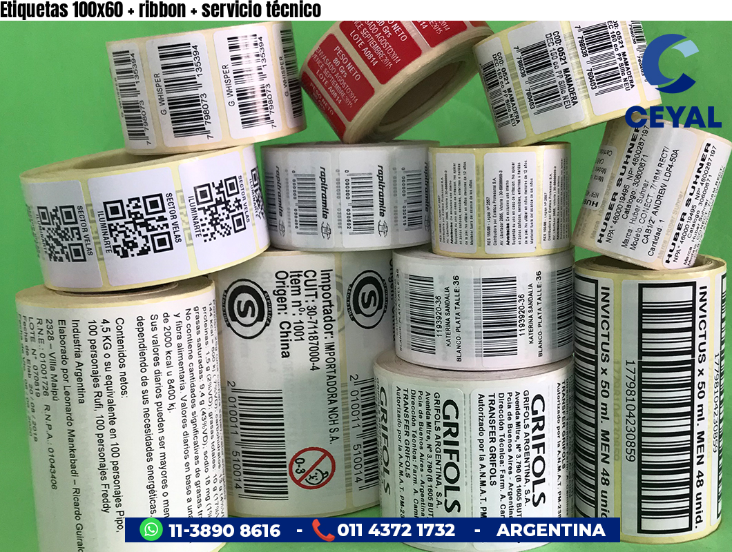 Etiquetas 100x60 ribbon servicio técnico