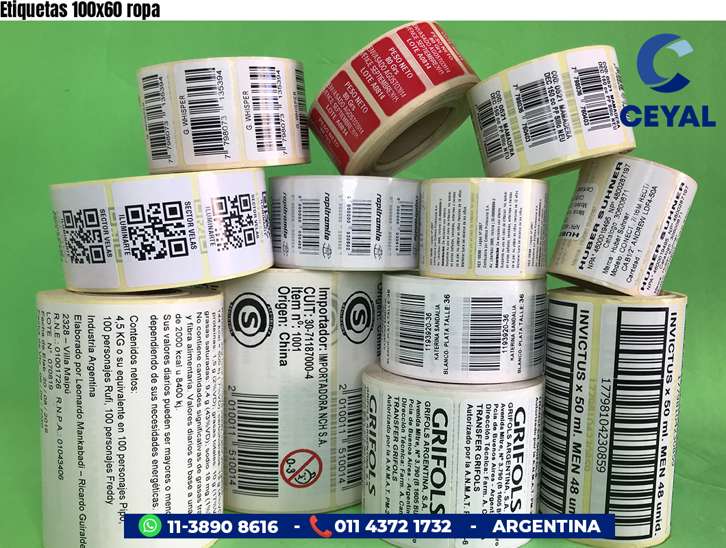 Etiquetas 100x60 ropa