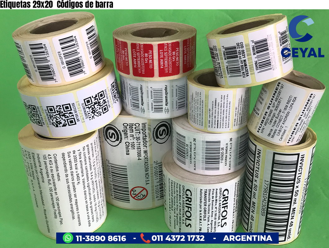 Etiquetas 29x20  Códigos de barra