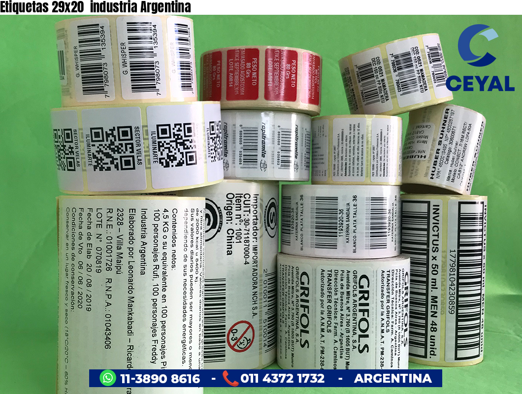 Etiquetas 29x20  industria Argentina