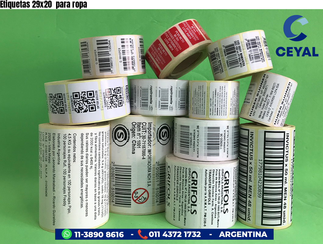 Etiquetas 29x20  para ropa