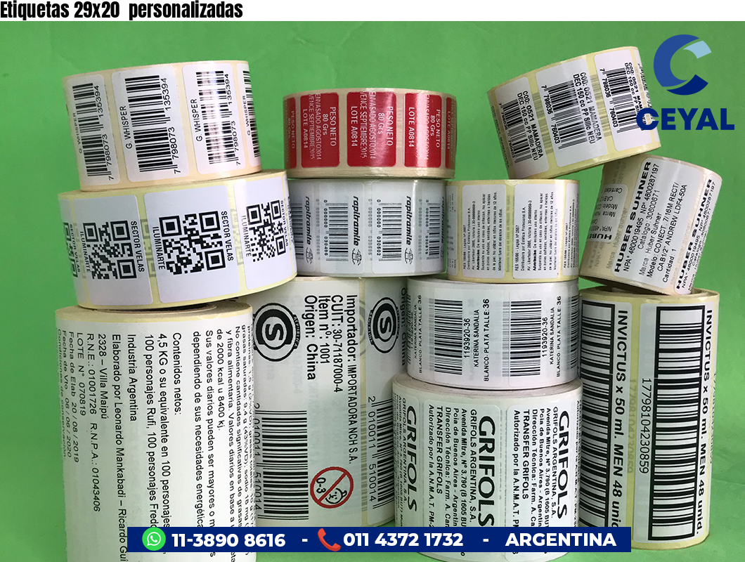 Etiquetas 29x20  personalizadas