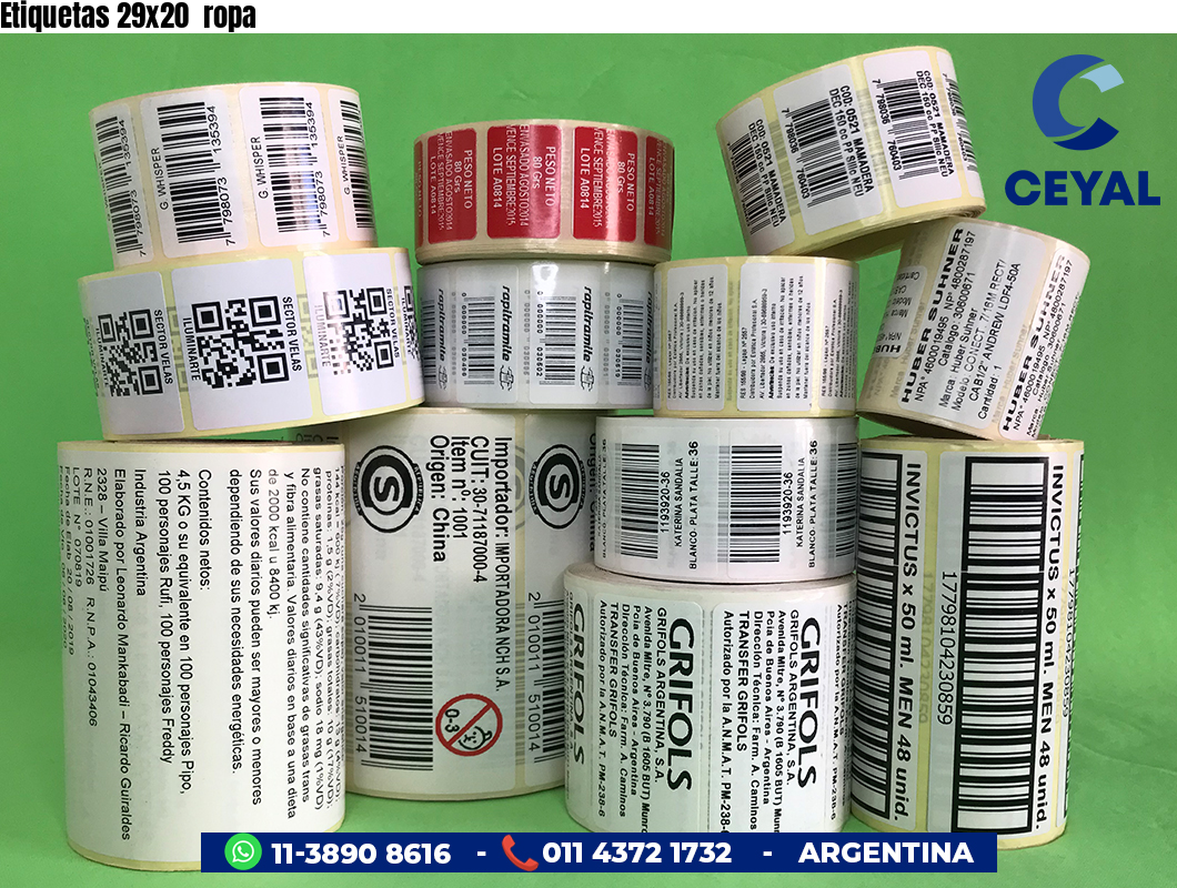 Etiquetas 29x20  ropa