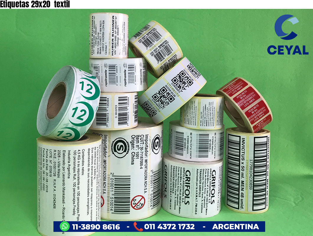 Etiquetas 29x20  textil
