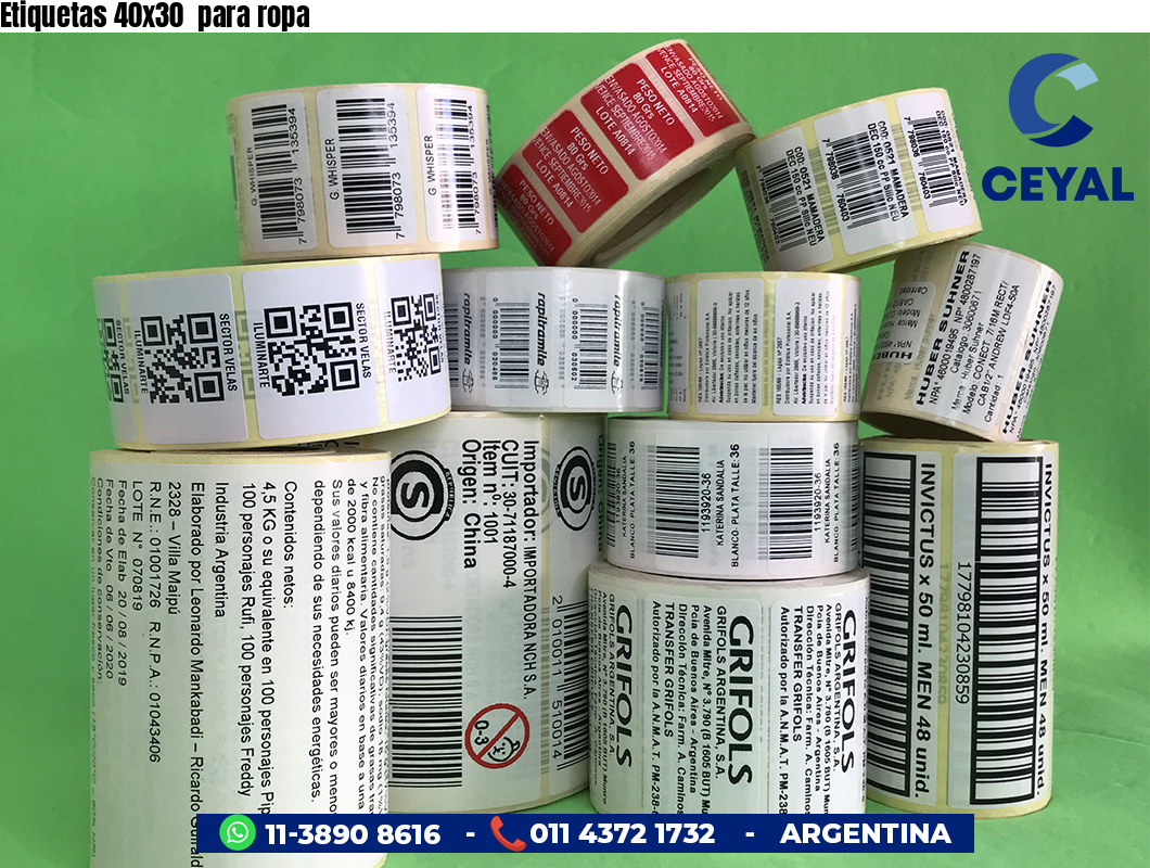 Etiquetas 40x30  para ropa