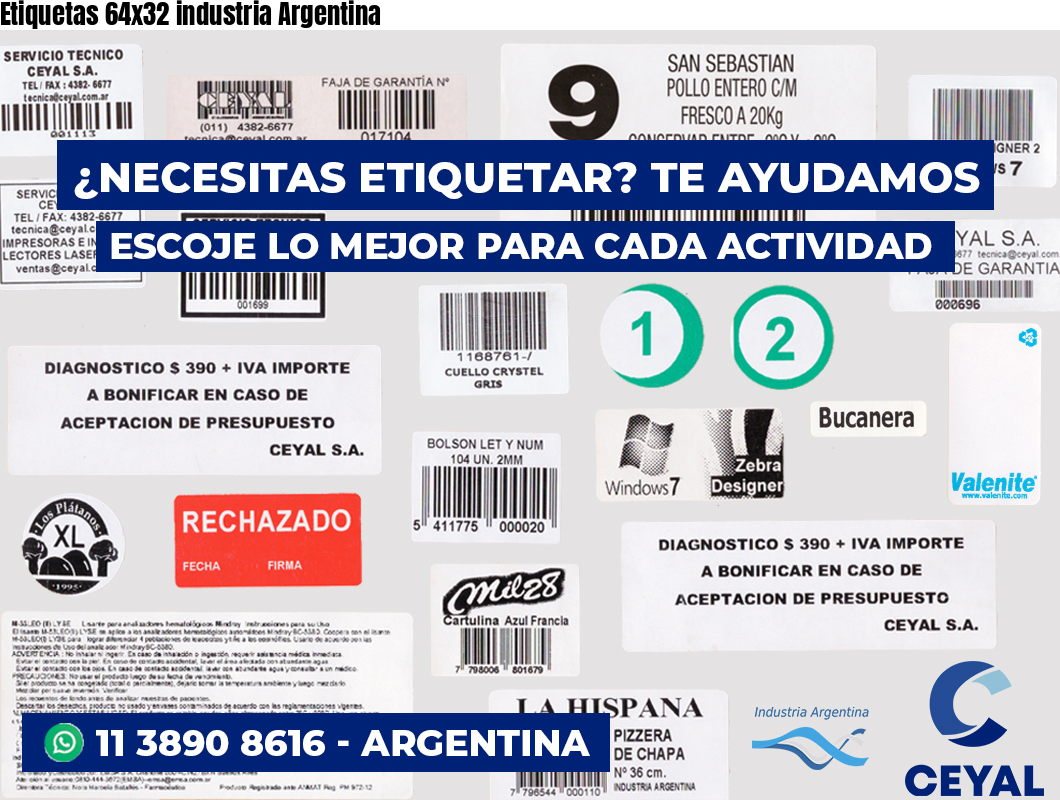 Etiquetas 64x32 industria Argentina