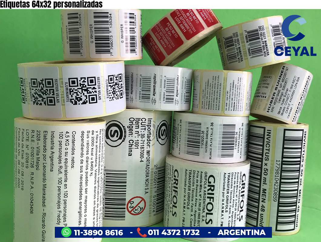 Etiquetas 64x32 personalizadas