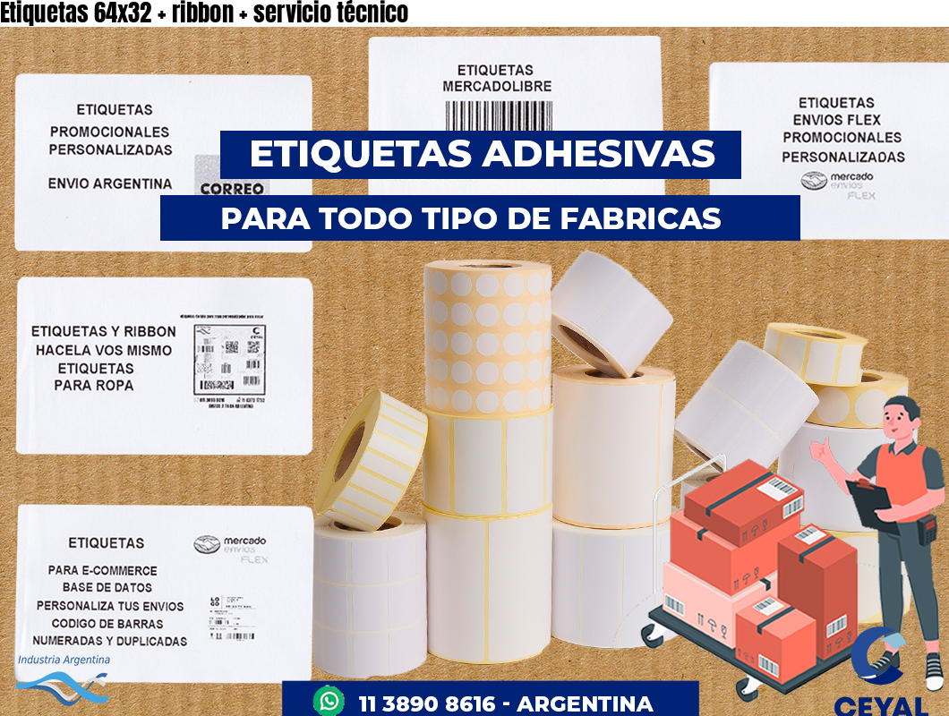 Etiquetas 64x32 ribbon servicio técnico