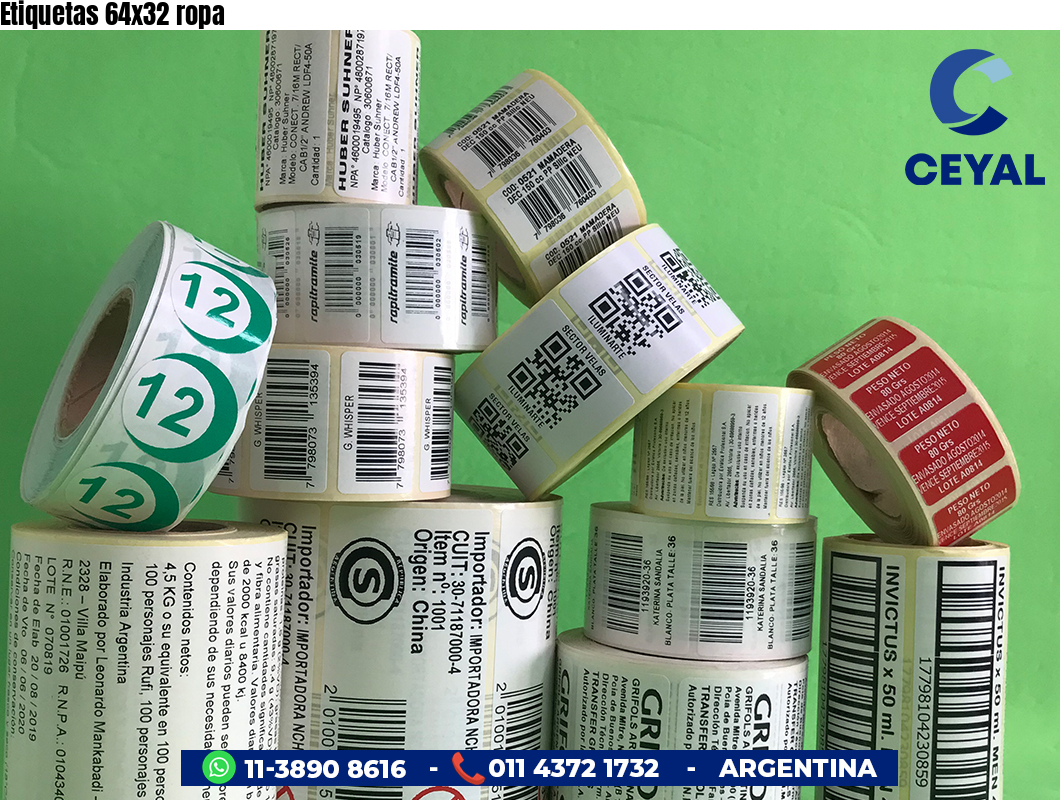 Etiquetas 64x32 ropa