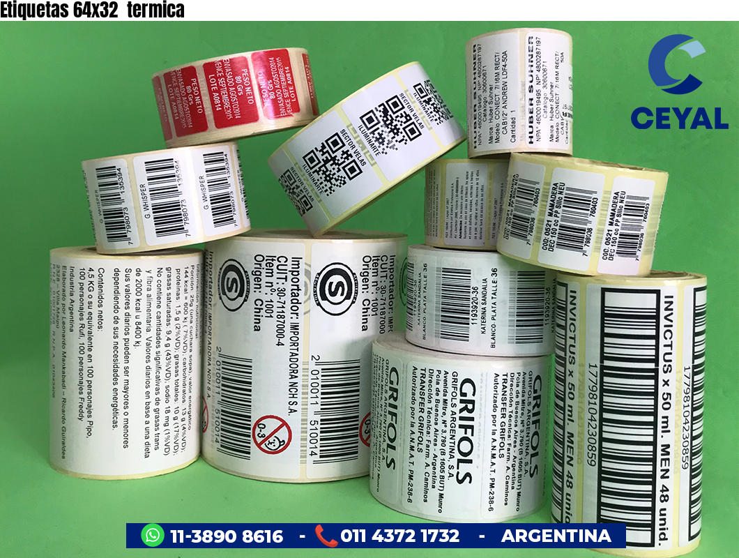 Etiquetas 64x32  termica
