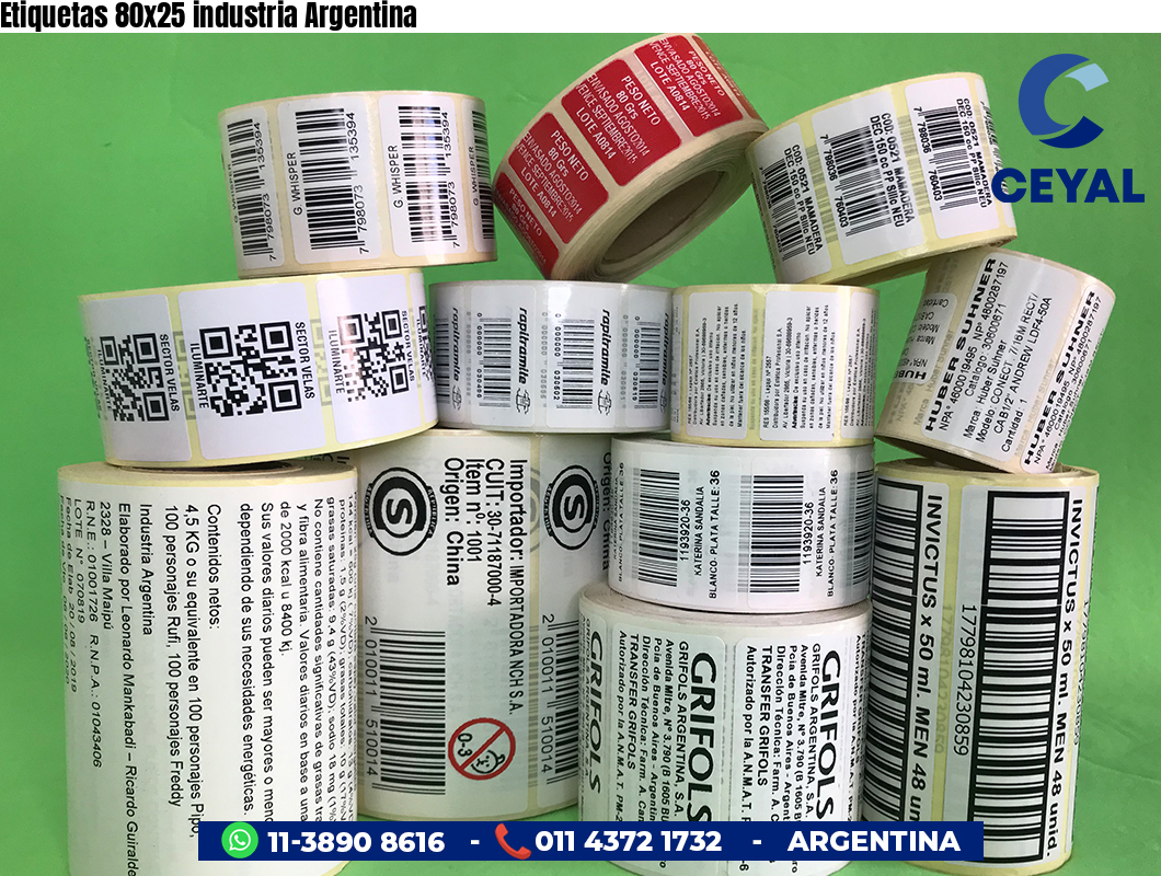 Etiquetas 80x25 industria Argentina