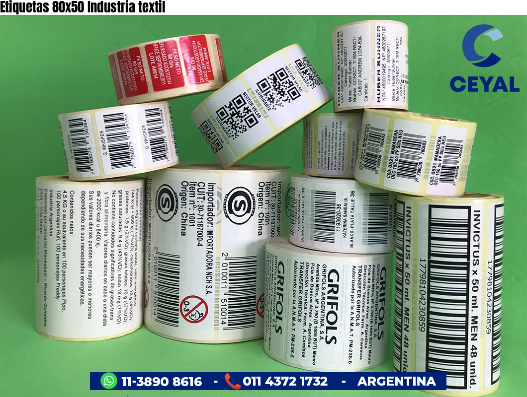 Etiquetas 80x50 Industria textil