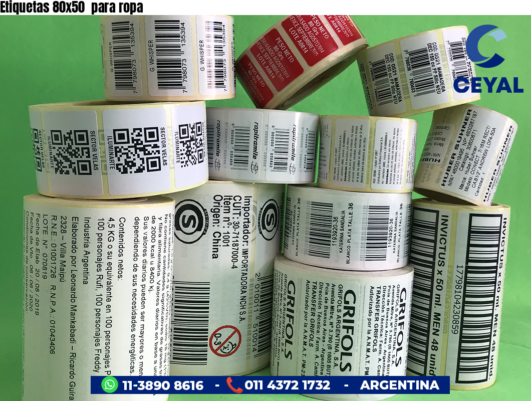 Etiquetas 80x50  para ropa