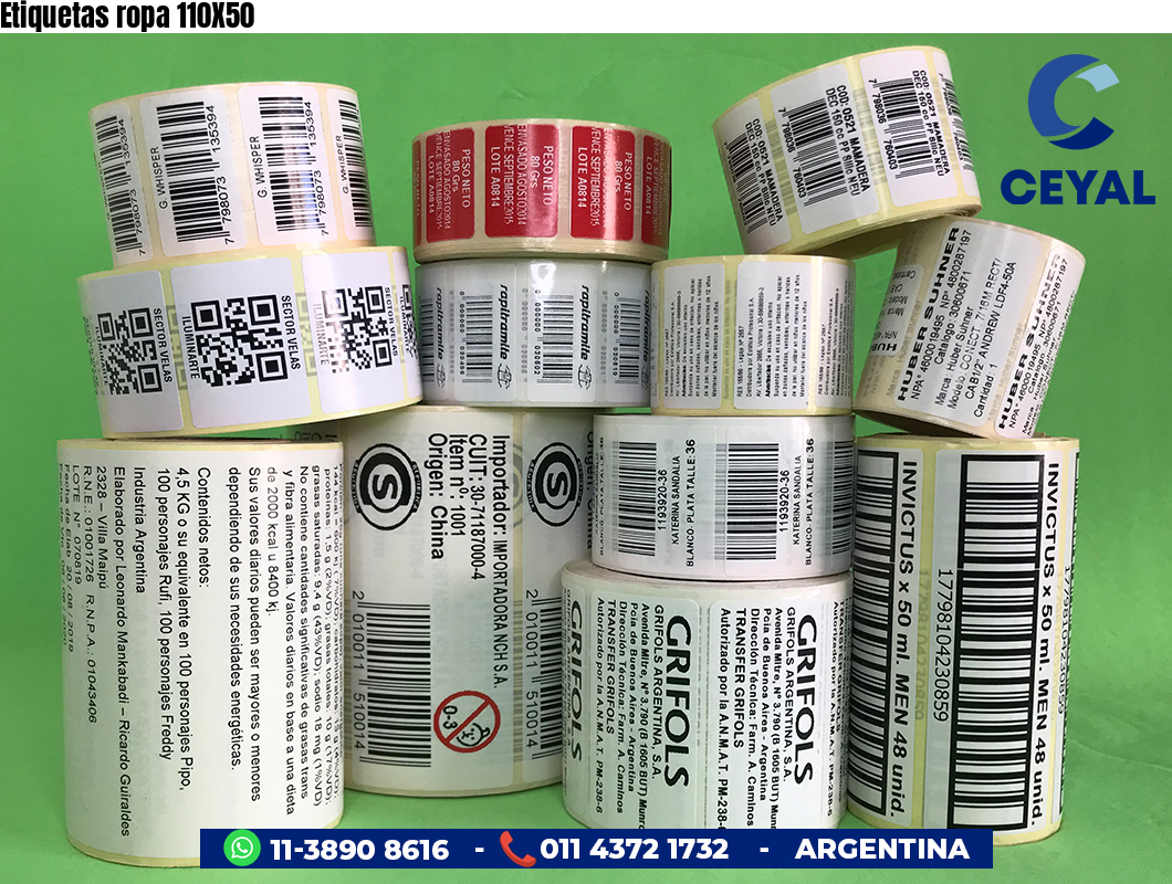 Etiquetas ropa 110X50
