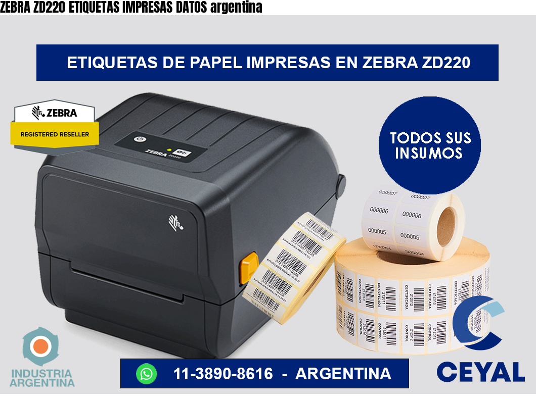 ZEBRA ZD220 ETIQUETAS IMPRESAS DATOS argentina