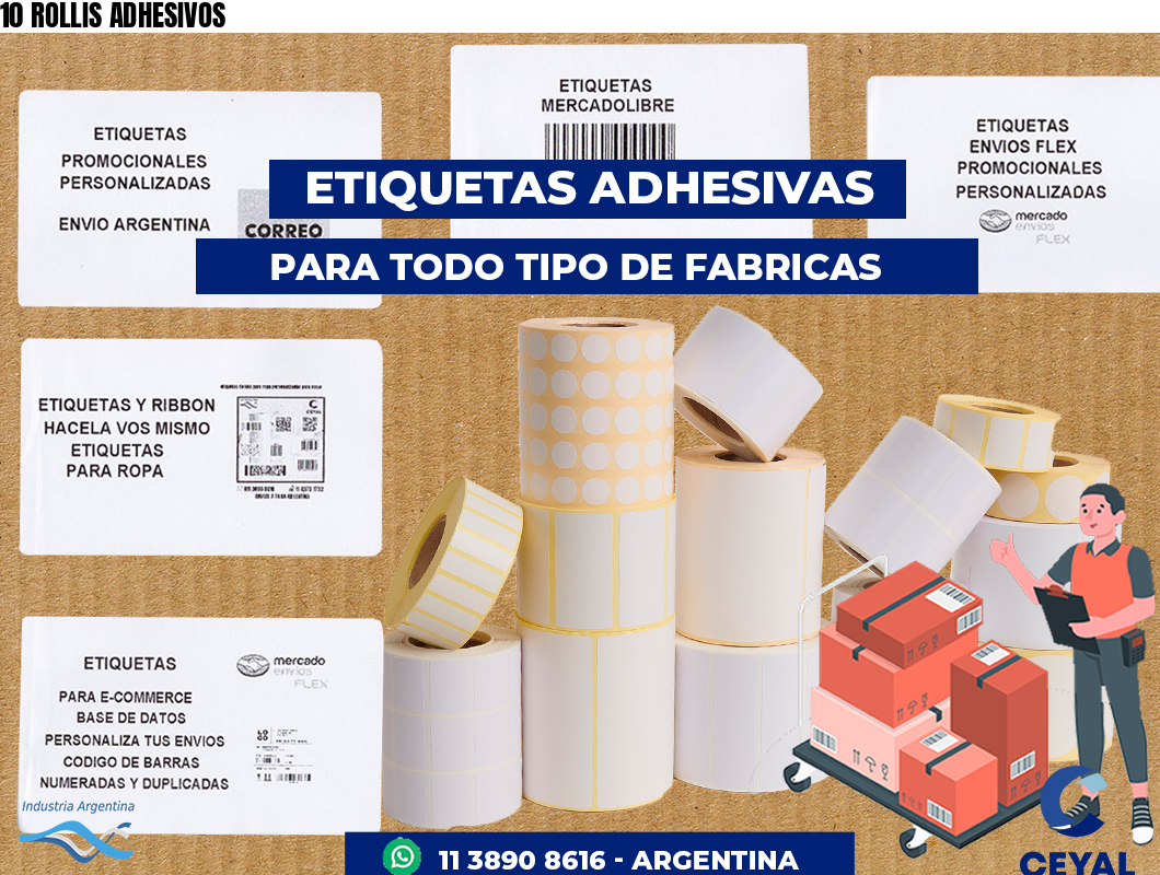 10 ROLLIS ADHESIVOS