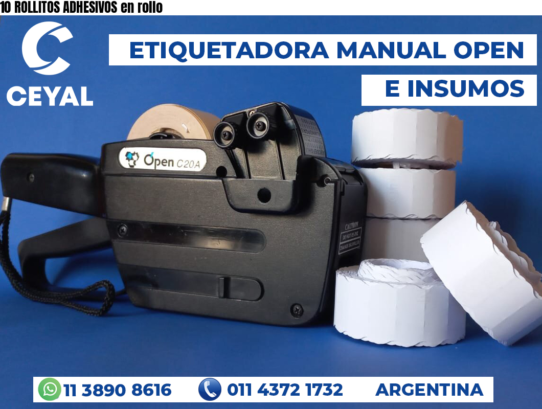 10 ROLLITOS ADHESIVOS en rollo