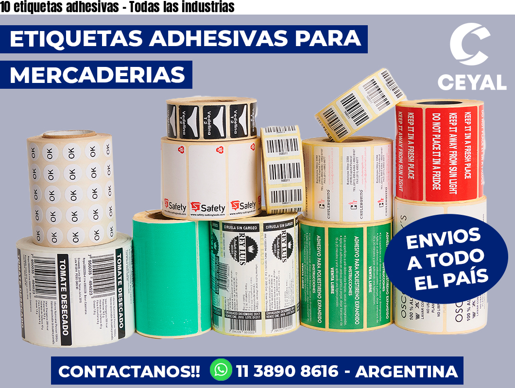 10 etiquetas adhesivas - Todas las industrias