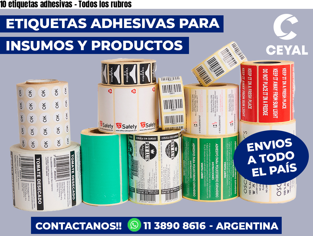 10 etiquetas adhesivas - Todos los rubros