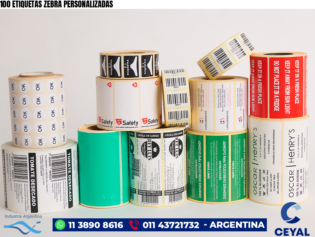 100 ETIQUETAS ZEBRA PERSONALIZADAS