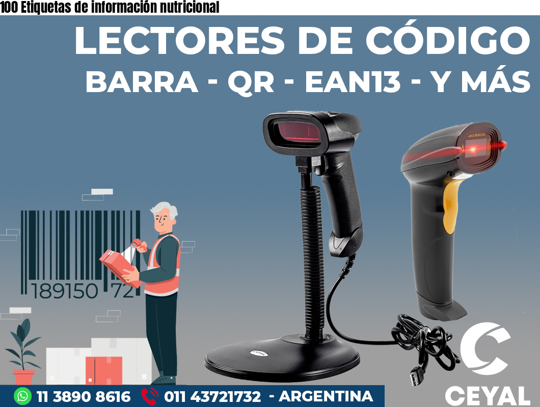 100 Etiquetas de información nutricional