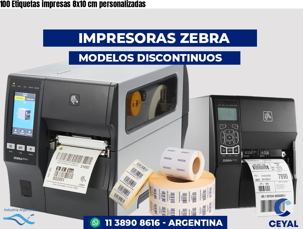 100 Etiquetas impresas 8x10 cm personalizadas