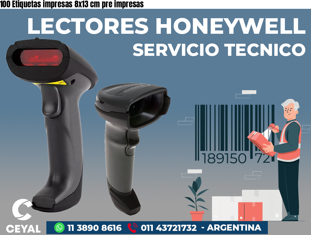 100 Etiquetas impresas 8x13 cm pre impresas