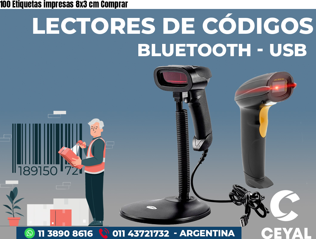 100 Etiquetas impresas 8x3 cm Comprar