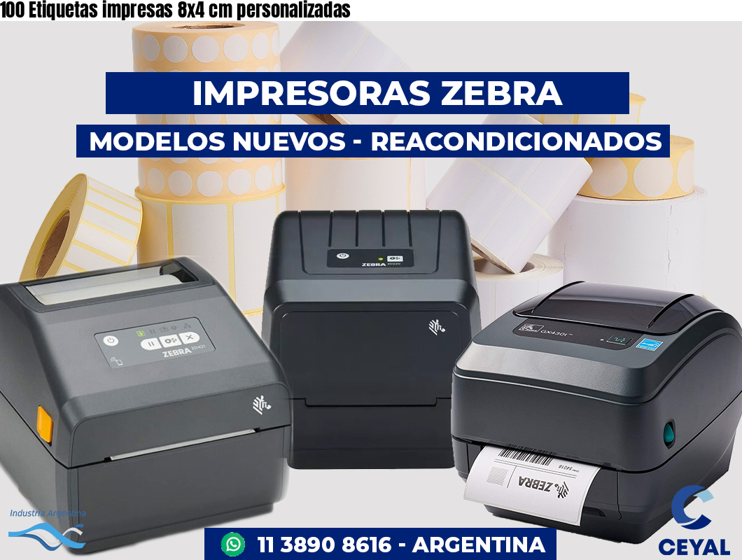 100 Etiquetas impresas 8x4 cm personalizadas