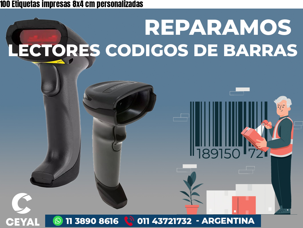 100 Etiquetas impresas 8x4 cm personalizadas