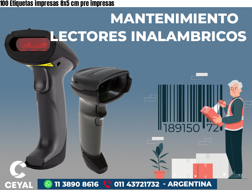 100 Etiquetas impresas 8x5 cm pre impresas