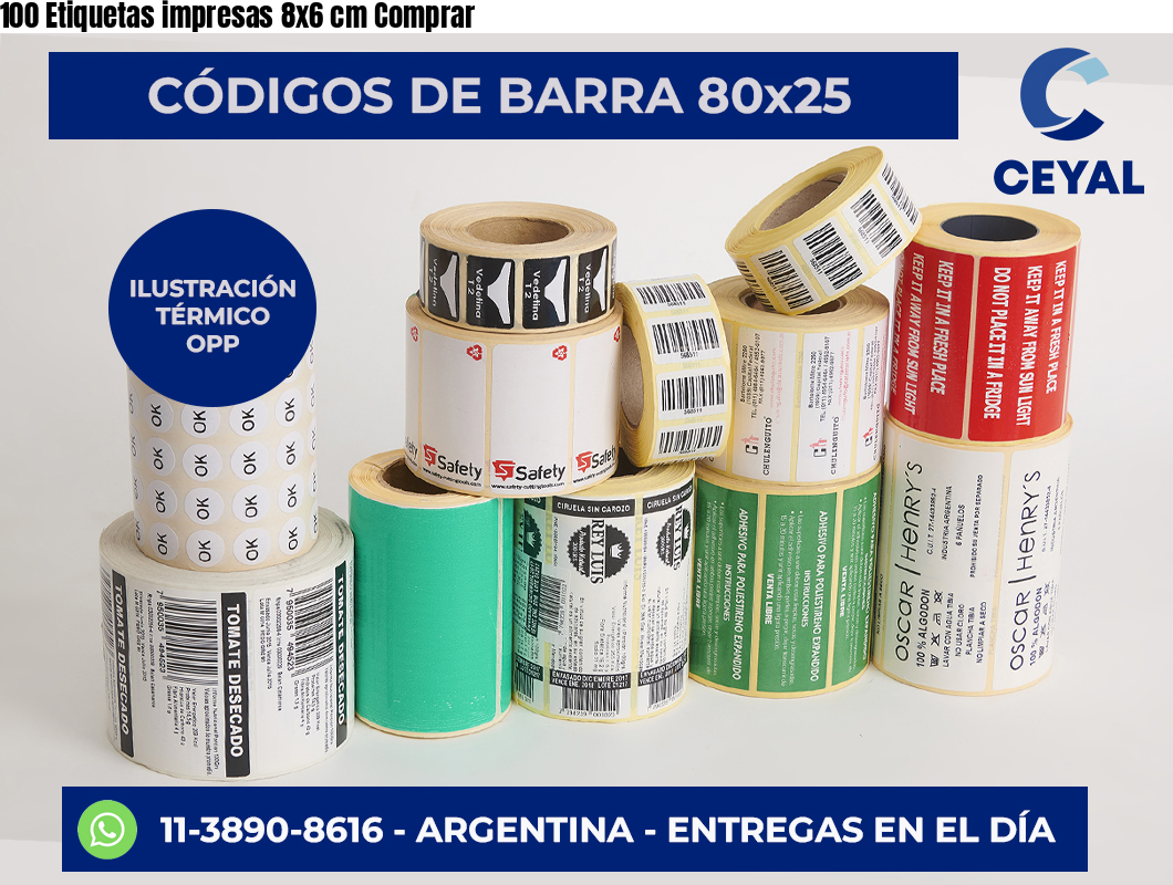 100 Etiquetas impresas 8×6 cm Comprar