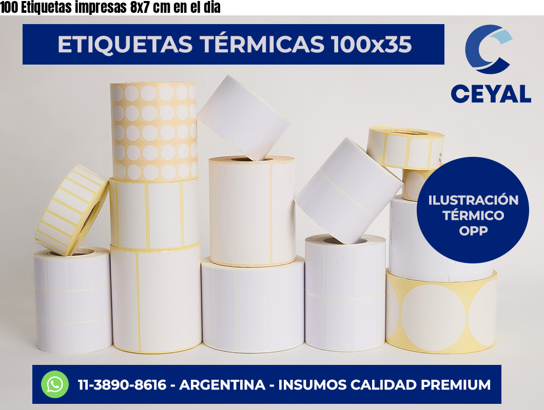 100 Etiquetas impresas 8×7 cm en el dia