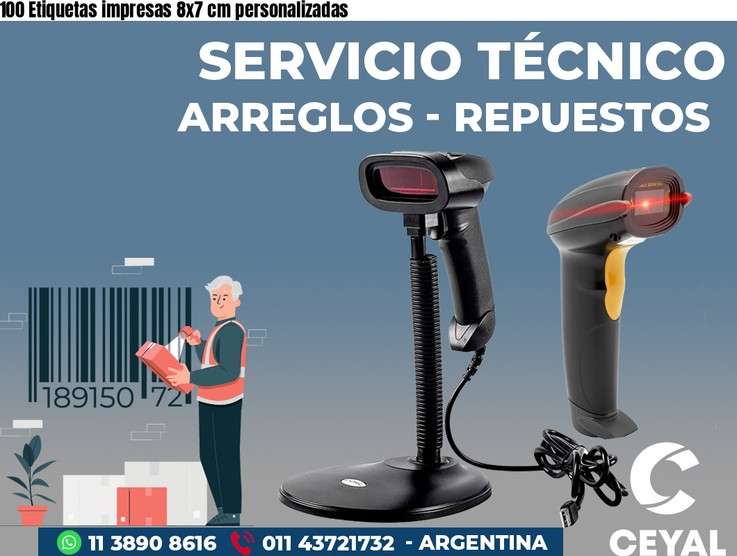 100 Etiquetas impresas 8x7 cm personalizadas