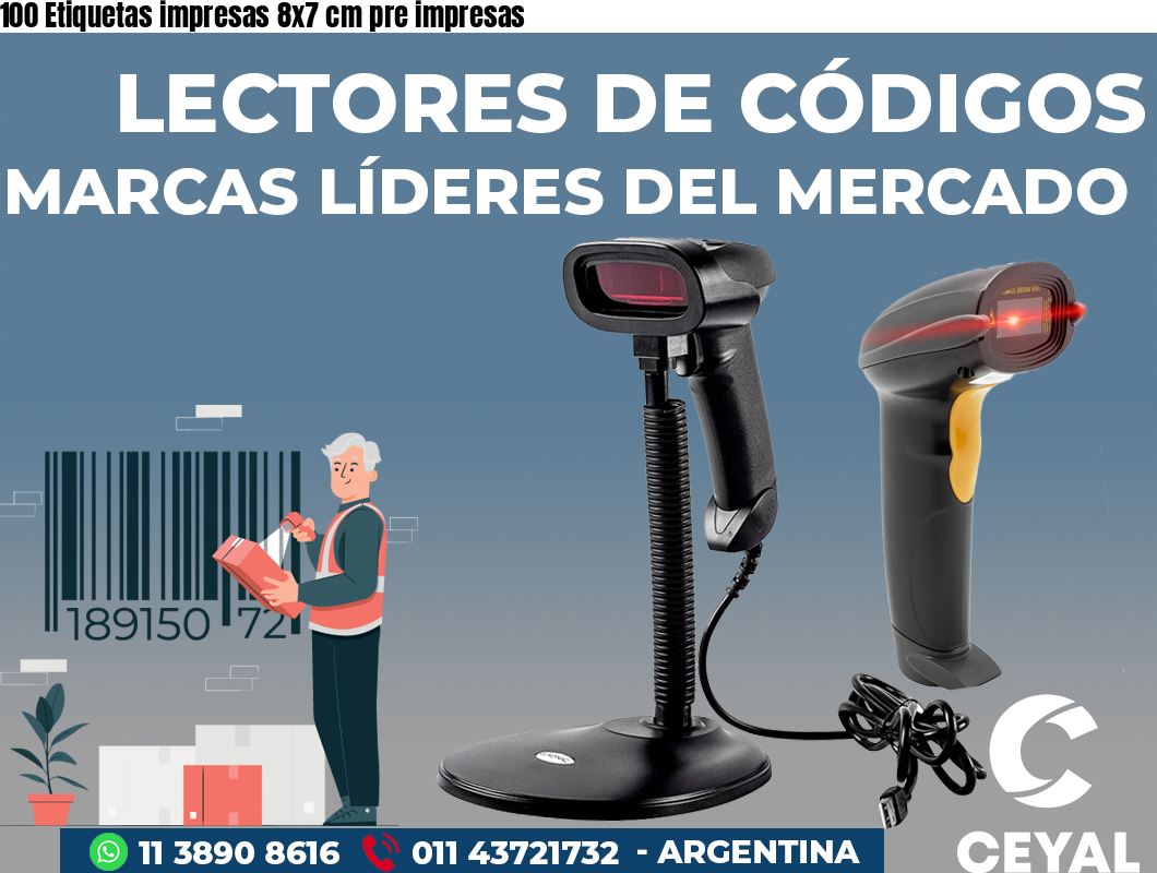 100 Etiquetas impresas 8x7 cm pre impresas