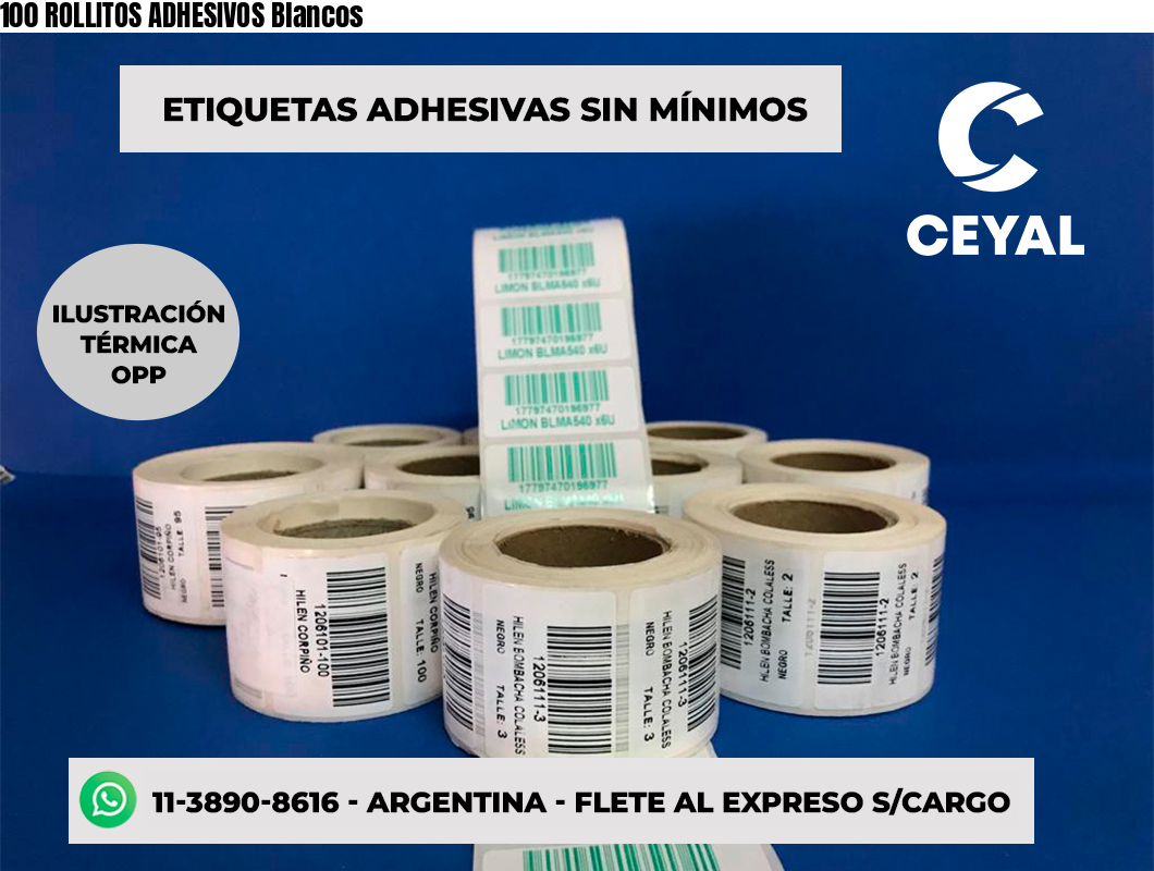 100 ROLLITOS ADHESIVOS Blancos