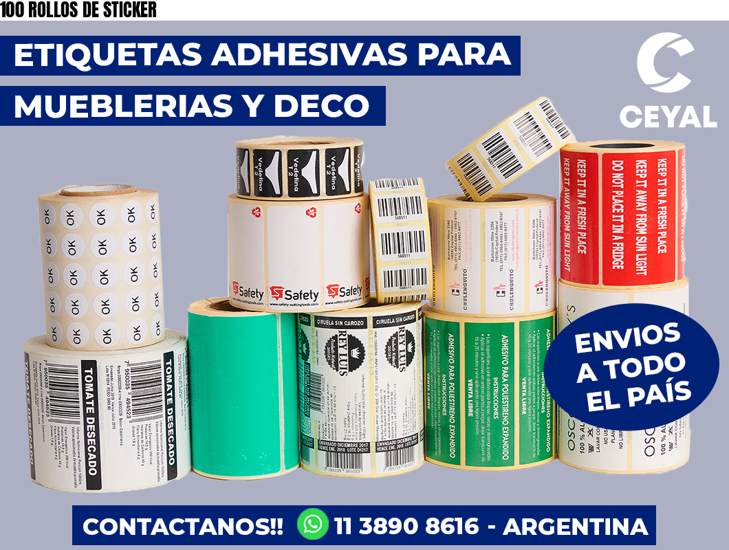 100 ROLLOS DE STICKER