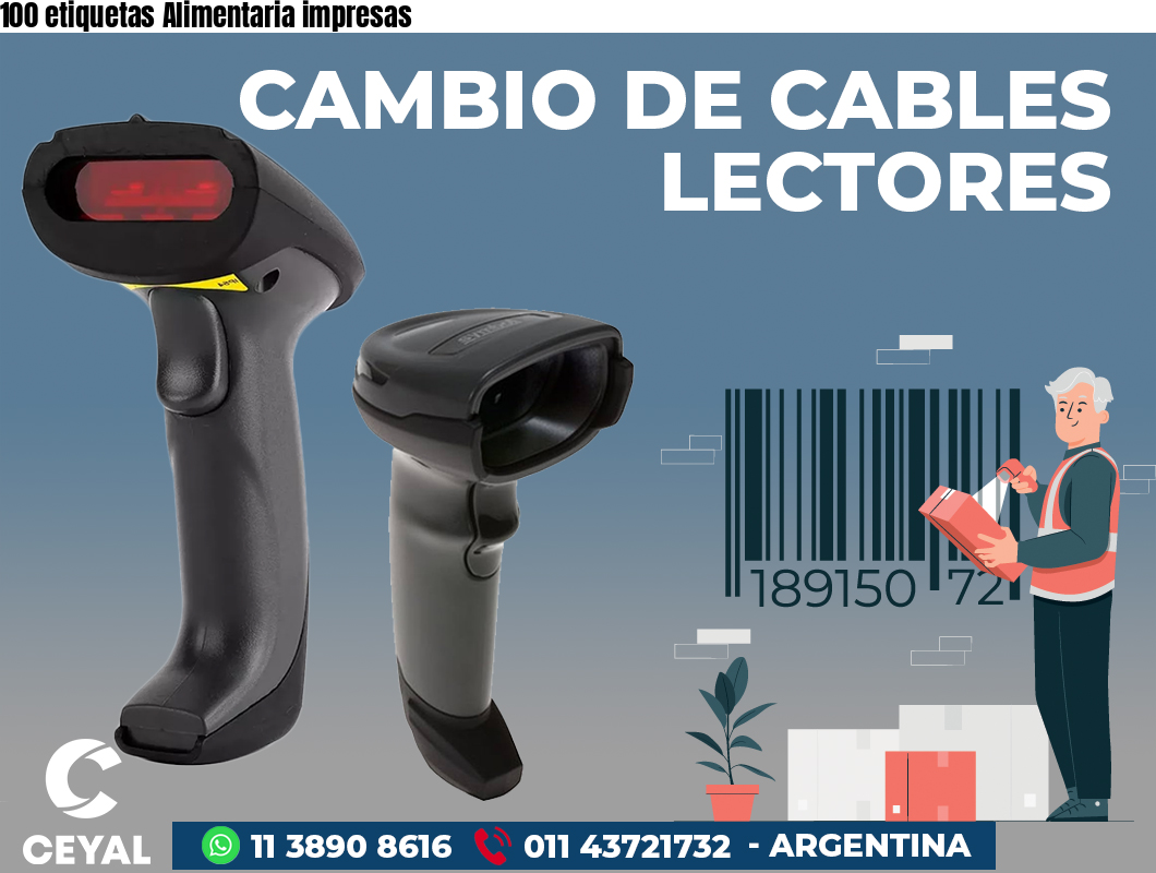 100 etiquetas Alimentaria impresas