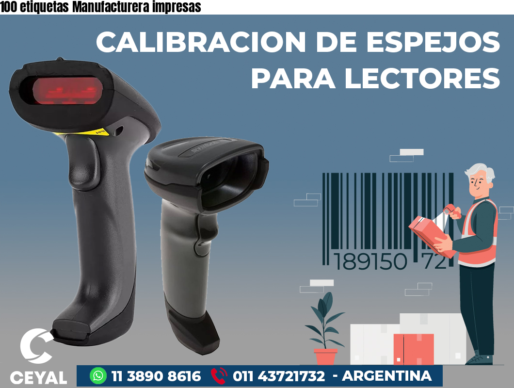 100 etiquetas Manufacturera impresas