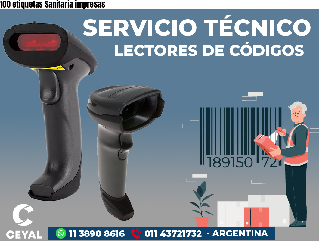 100 etiquetas Sanitaria impresas