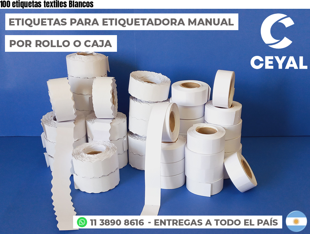 100 etiquetas textiles Blancos