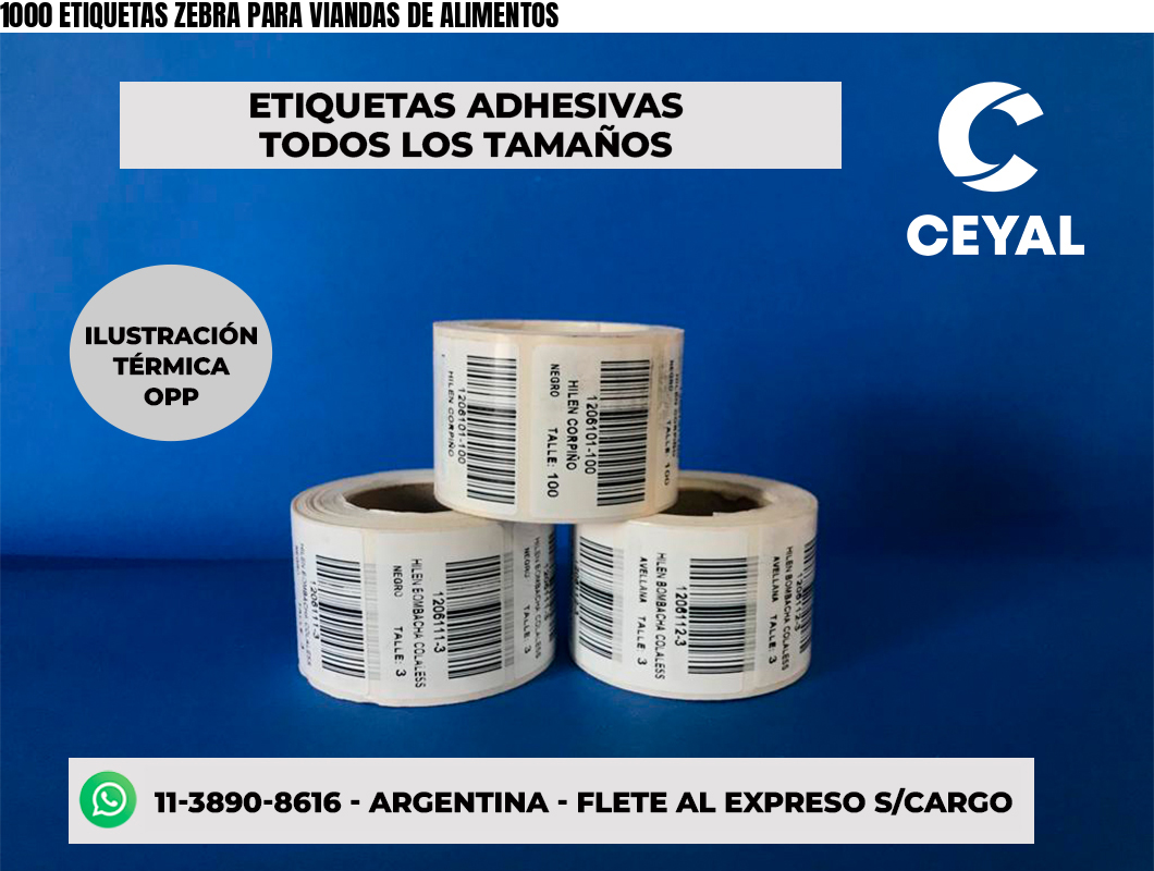 1000 ETIQUETAS ZEBRA PARA VIANDAS DE ALIMENTOS